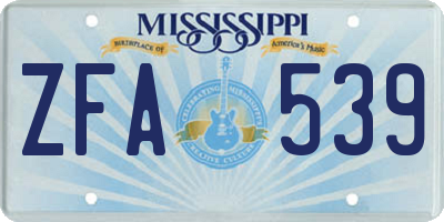 MS license plate ZFA539