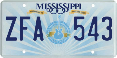 MS license plate ZFA543