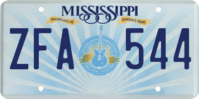 MS license plate ZFA544