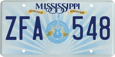 MS license plate ZFA548