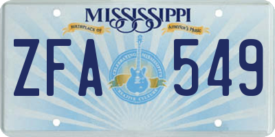MS license plate ZFA549