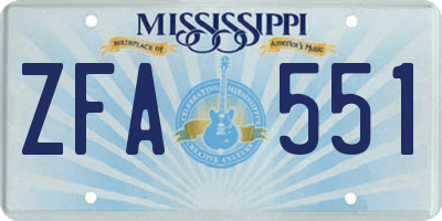 MS license plate ZFA551