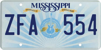 MS license plate ZFA554