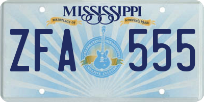 MS license plate ZFA555