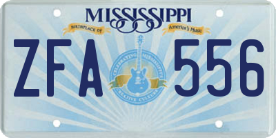 MS license plate ZFA556