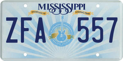 MS license plate ZFA557