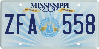 MS license plate ZFA558