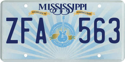 MS license plate ZFA563