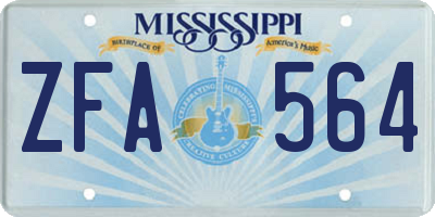MS license plate ZFA564