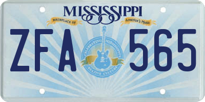MS license plate ZFA565