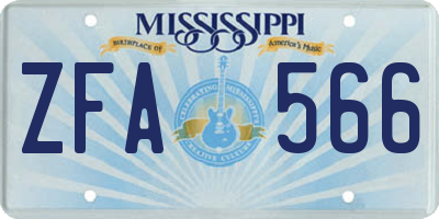 MS license plate ZFA566