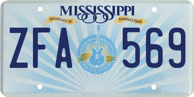 MS license plate ZFA569