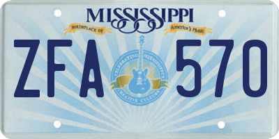 MS license plate ZFA570