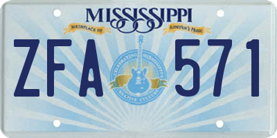 MS license plate ZFA571