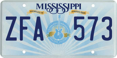 MS license plate ZFA573