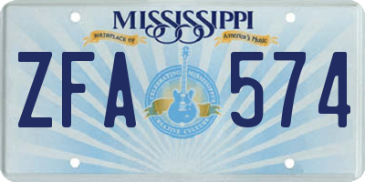 MS license plate ZFA574
