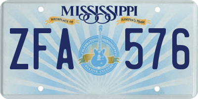 MS license plate ZFA576