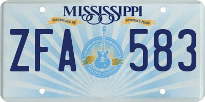MS license plate ZFA583