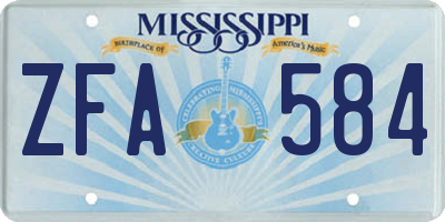 MS license plate ZFA584