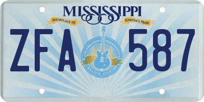 MS license plate ZFA587