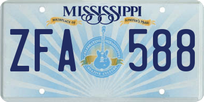 MS license plate ZFA588