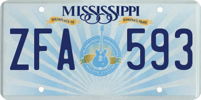 MS license plate ZFA593