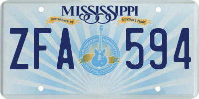 MS license plate ZFA594