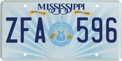 MS license plate ZFA596