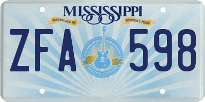 MS license plate ZFA598