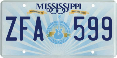MS license plate ZFA599