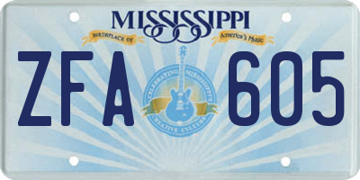 MS license plate ZFA605