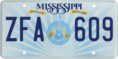 MS license plate ZFA609