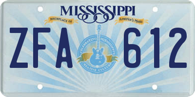 MS license plate ZFA612