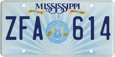 MS license plate ZFA614
