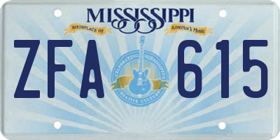 MS license plate ZFA615