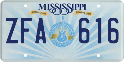 MS license plate ZFA616