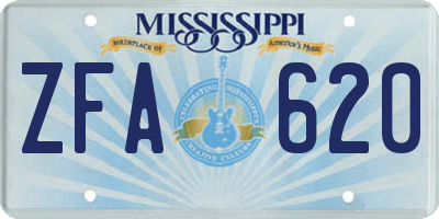 MS license plate ZFA620