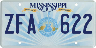 MS license plate ZFA622