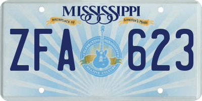MS license plate ZFA623