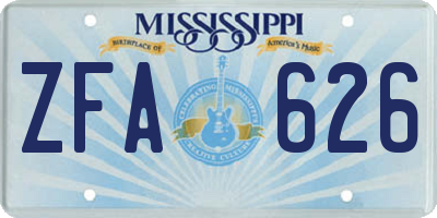 MS license plate ZFA626