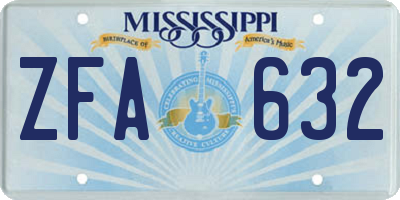 MS license plate ZFA632
