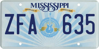 MS license plate ZFA635
