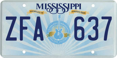 MS license plate ZFA637