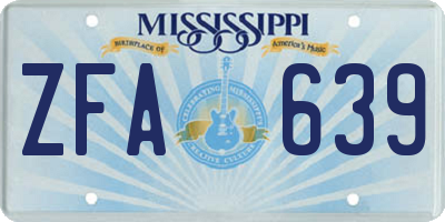 MS license plate ZFA639
