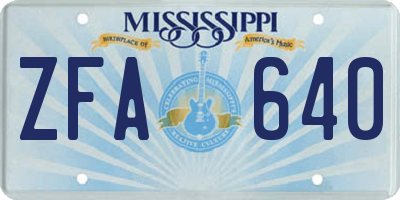MS license plate ZFA640