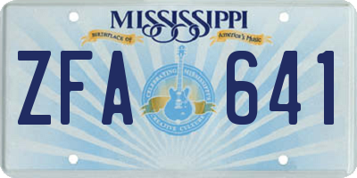 MS license plate ZFA641