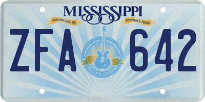 MS license plate ZFA642