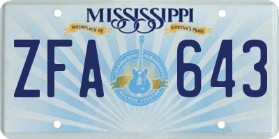 MS license plate ZFA643