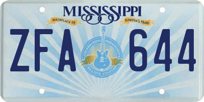 MS license plate ZFA644