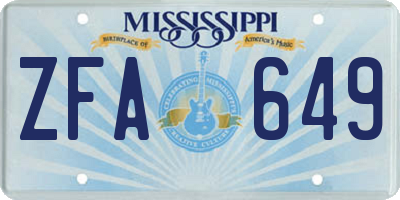 MS license plate ZFA649